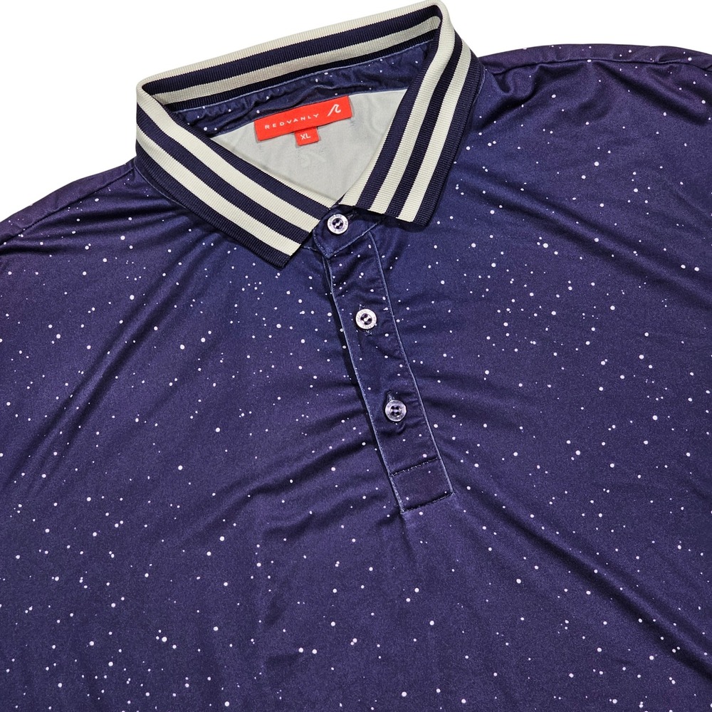 Redvanly Polo Shirt Mens XL Navy Blue Speckled Galaxy Performance Golf Athletic